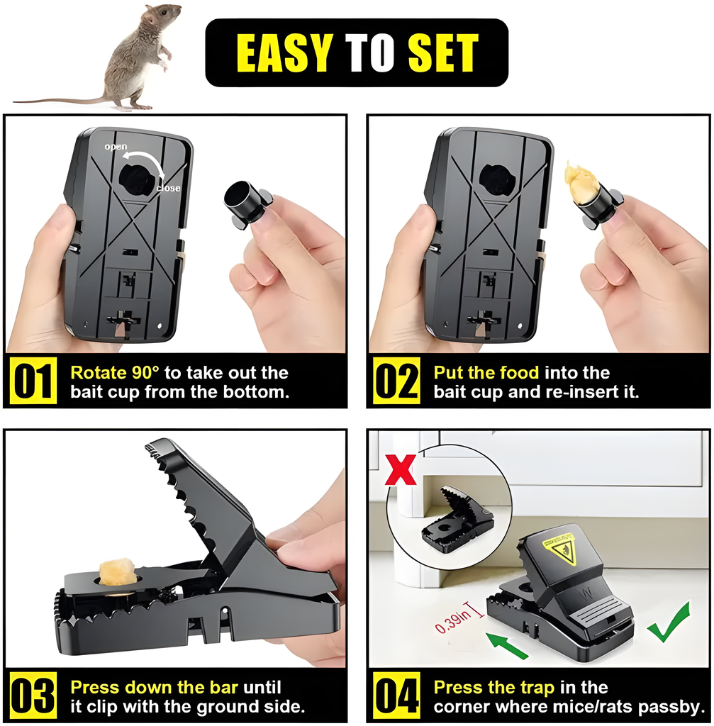 Umify Heavy Duty Rat Trap & Mouse Catcher – High Quality Durable Plastic, Reusable & Easy to Use Pest Control