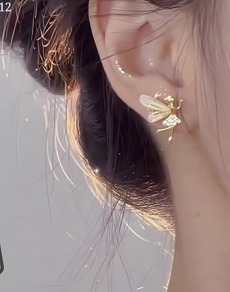 Umify Fashion Cute Flower Wings Elf Stud Earring For Women Girls