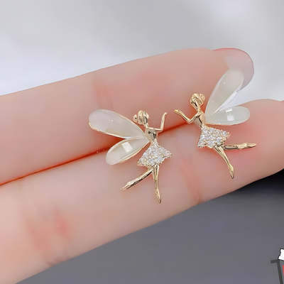 Umify Fashion Cute Flower Wings Elf Stud Earring For Women Girls