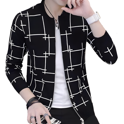 Umify Fashionable & Premium Quality – Stay Stylish With A Black Lining Printed Zipper Jacket